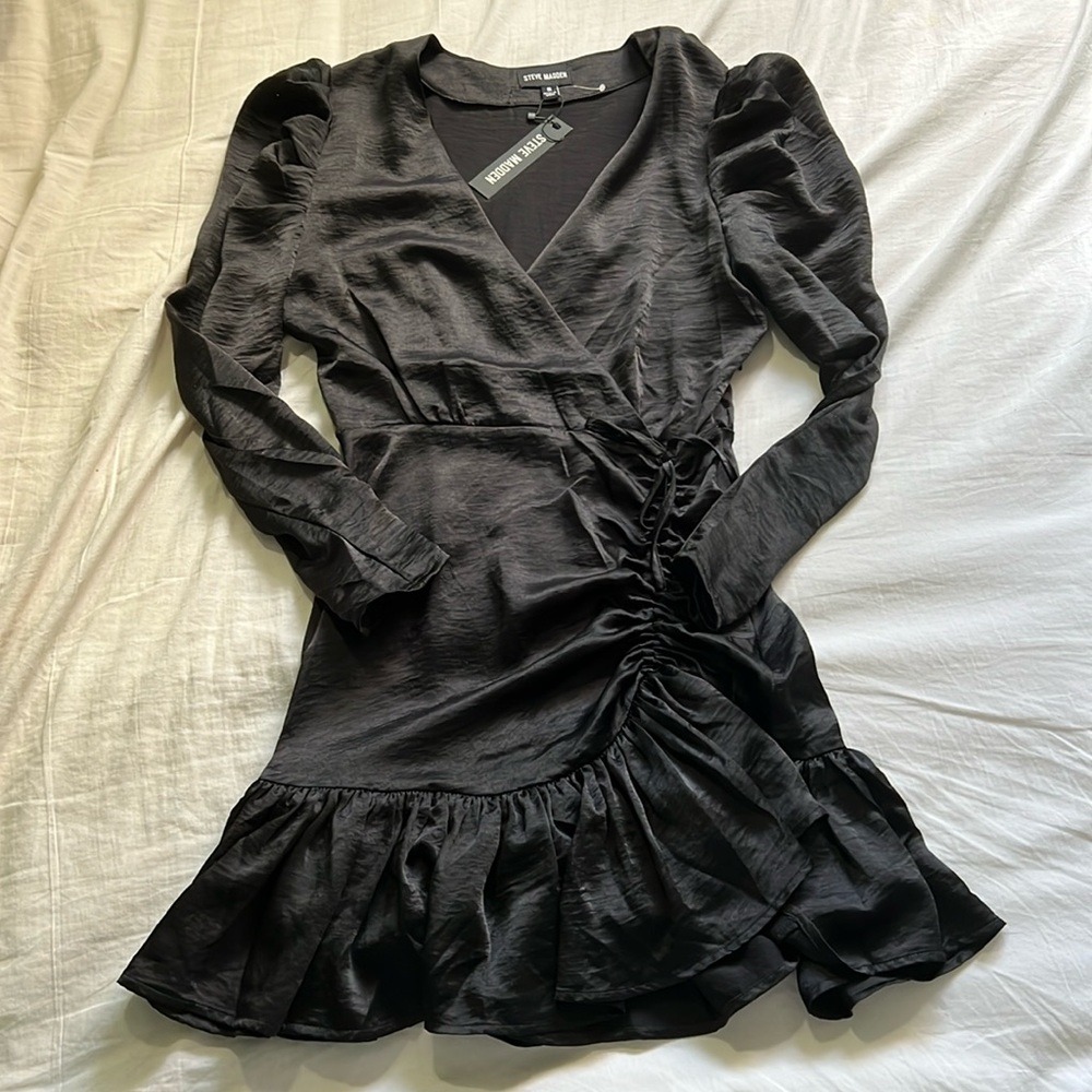 steve madden black ruffle dress